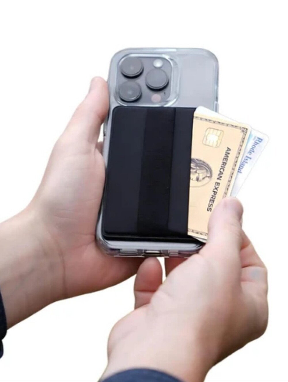 Clear Phone Case with Black Card Wallet - Slim Protective Cover